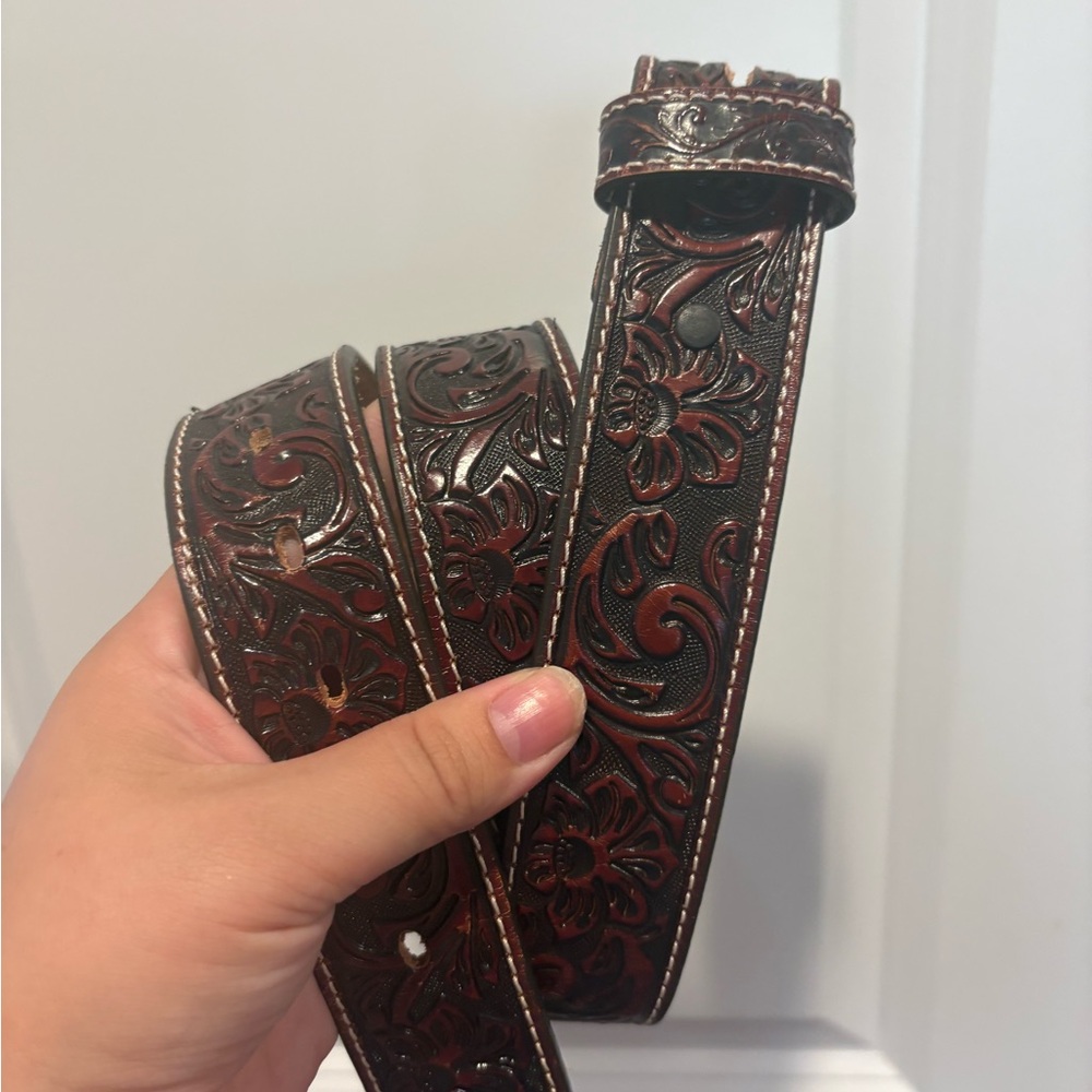 Justin Tan Leather Belt Sz 38